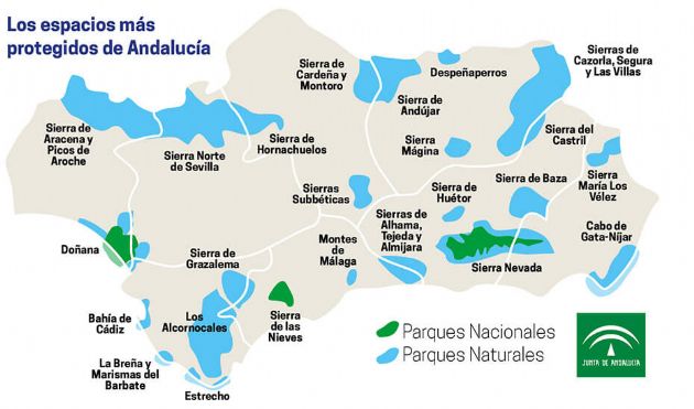 Mapa parques de Andalucía Mapa parques de Andalucía