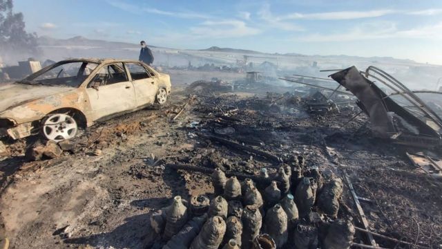 Estado en el que ha quedado el asentamiento de Níjar tras el incendio Estado en el que ha quedado el asentamiento de Níjar tras el incendio