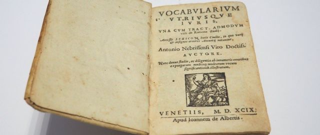 Ejemplar del “Vocabularium Utriusque Iuris” adquirido por Lebrija Ejemplar del “Vocabularium Utriusque Iuris” adquirido por Lebrija