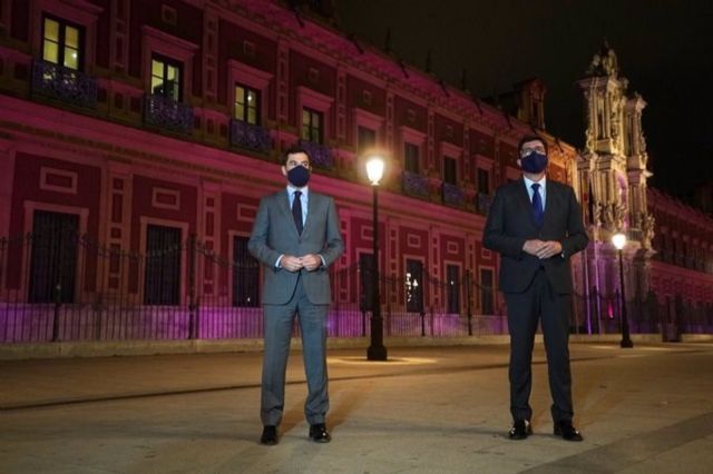 La Junta de Andalucía ilumina la fachada de San Telmo con motivo del día contra la violencia de género La Junta de Andalucía ilumina la fachada de San Telmo con motivo del día contra la violencia de género