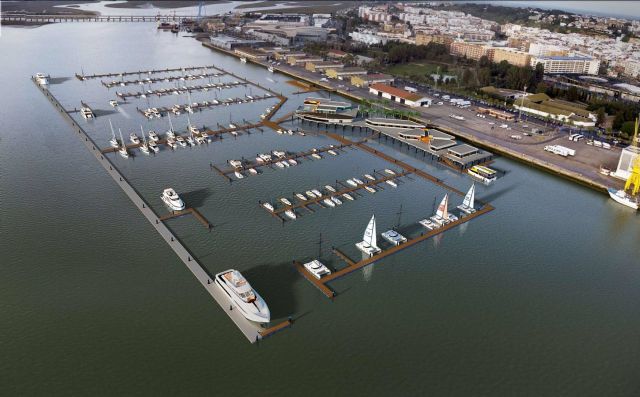 Imagen aérea del Muelle de Levante del Puerto de Huelva Imagen aérea del Muelle de Levante del Puerto de Huelva