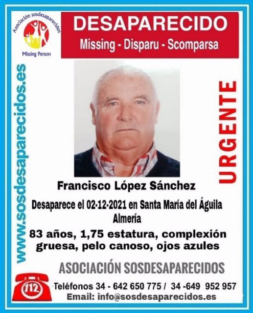 Cartel alertando de la desaparición de Francisco López Sánchez