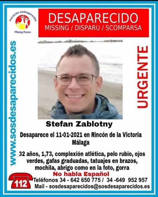 Cartel alertando de la desaparición de Stefan Zablotny Cartel alertando de la desaparición de Stefan Zablotny
