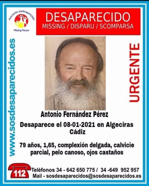 Cartel alertando de la desaparición de Antonio Fernández Cartel alertando de la desaparición de Antonio Fernández