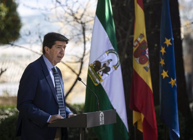 El vicepresidente de la Junta, Juan Marín, durante su intervención, tras la reunión semanal del Consejo de Gobierno de la Junta de Andalucía, celebrada hoy en el municipio de Ronda El vicepresidente de la Junta, Juan Marín, durante su intervención, tras la reunión semanal del Consejo de Gobierno de la Junta de Andalucía, celebrada hoy en el municipio de Ronda