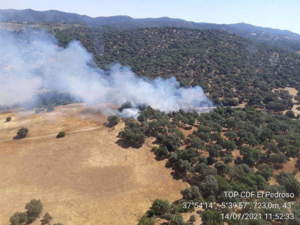 Incendio declarado en Cazalla de la Sierra