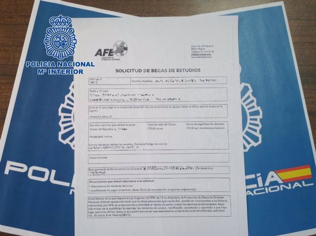 Solicitud de beca usada para la estafa Solicitud de beca usada para la estafa