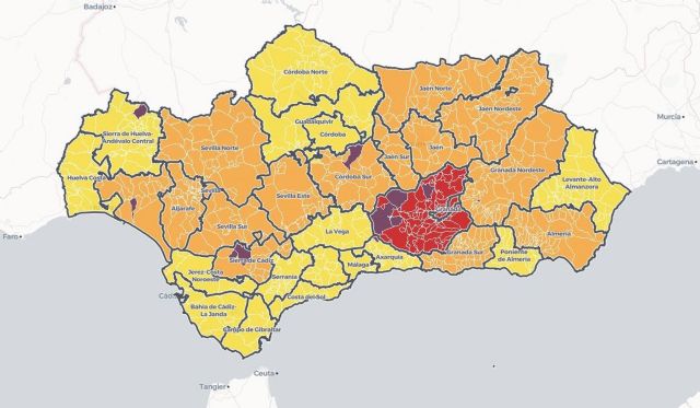 Mapa de Andalucía con niveles de alerta por Covid-19 vigentes a 8 de mayo de 2021 Mapa de Andalucía con niveles de alerta por Covid-19 vigentes a 8 de mayo de 2021